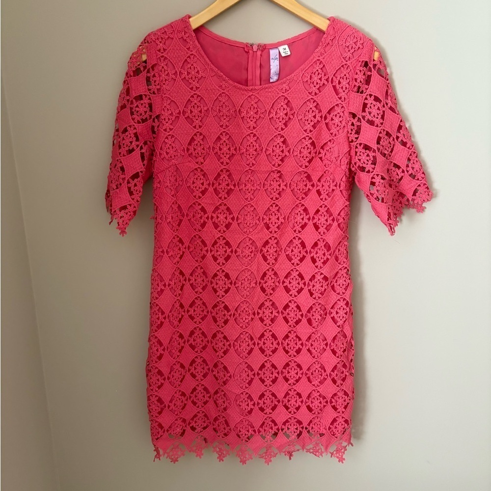 Francesca's Collections Pink Lace Midi Dress size M - Picture 2 of 4